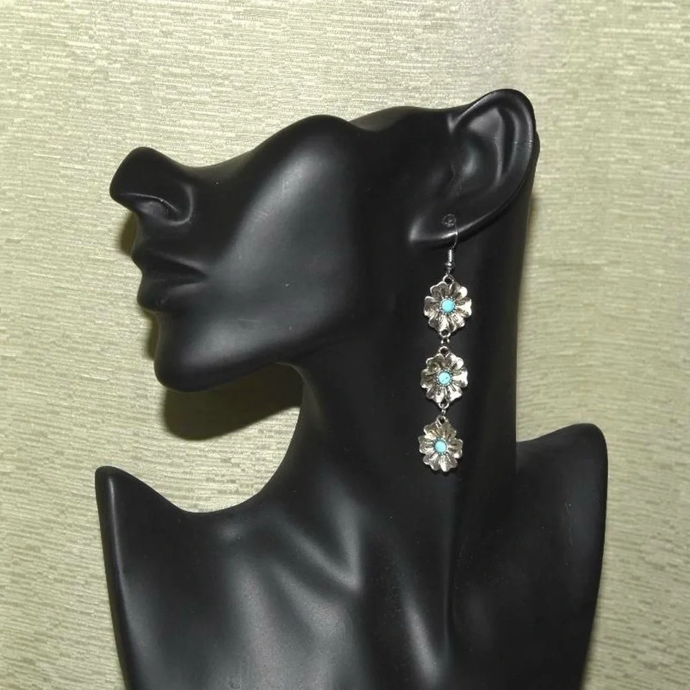Silver Flower Dangle Earrings